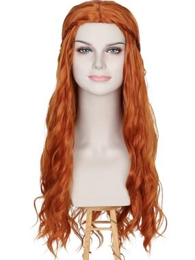Long Wavy Women Ginger Red Wig Medieval Renaissance Hippie NIB